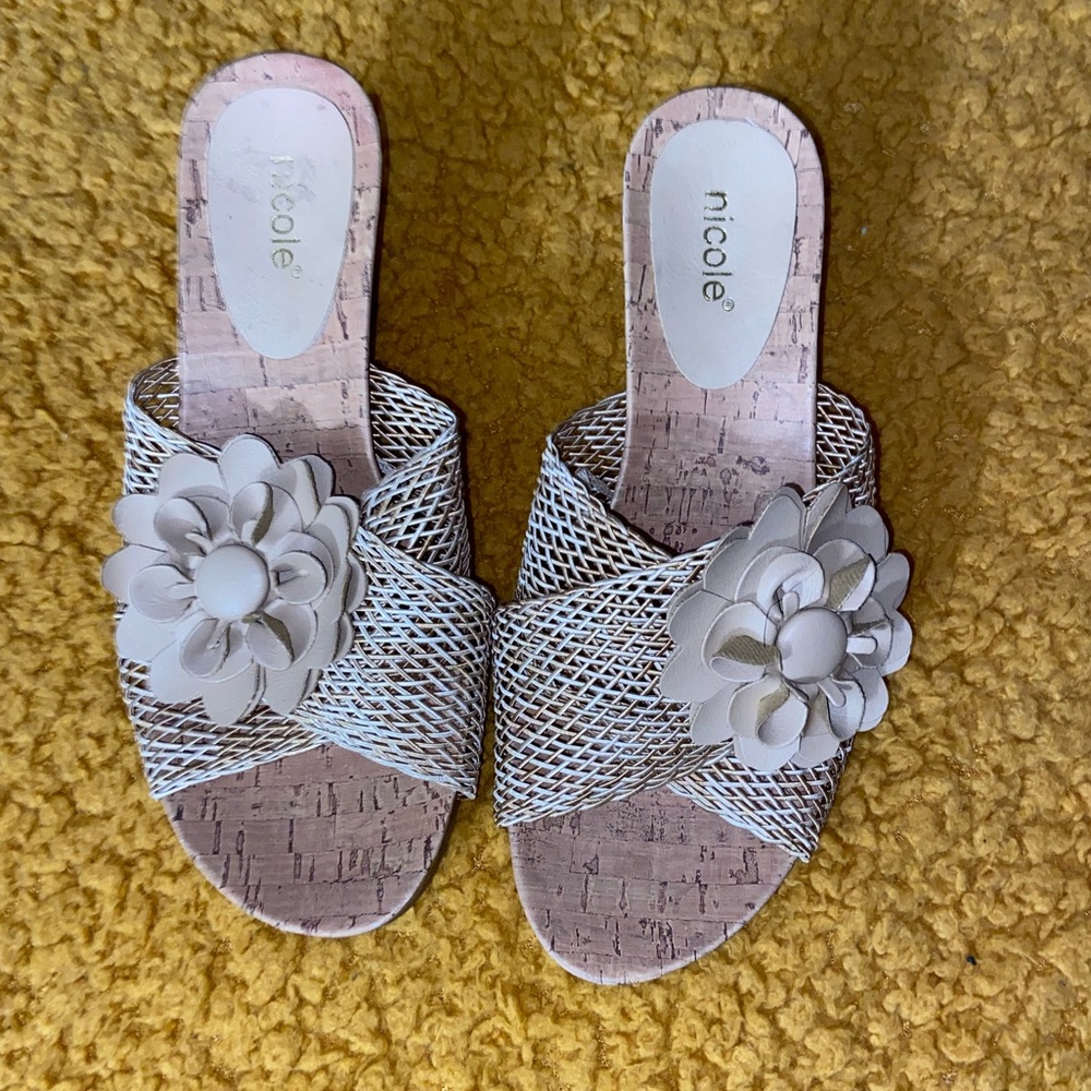 Nicole open toe cork wedge